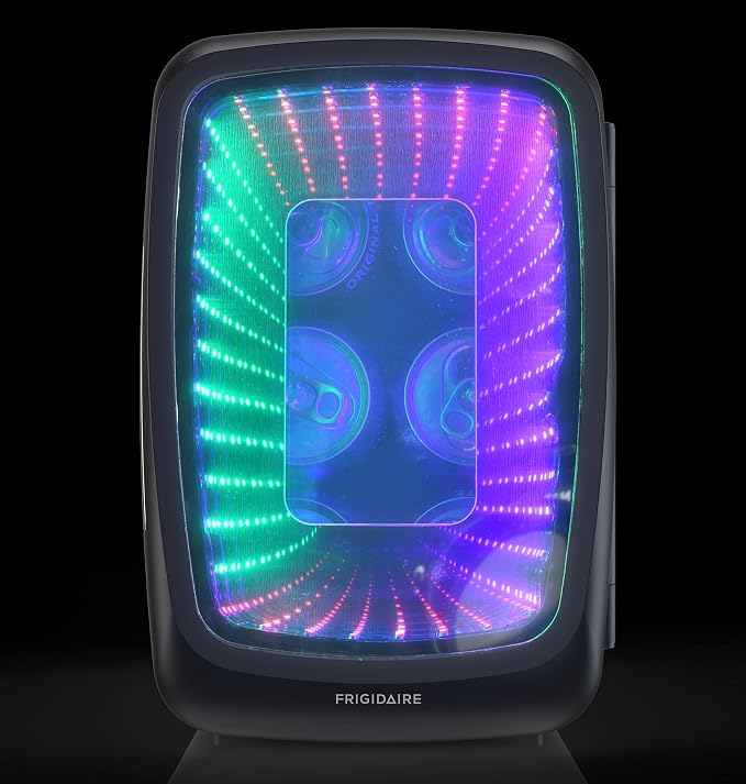 Frigidaire Gaming Light Up Mini Beverage Refrigerator, 6 can, 4 liters, Cooler with large see through door and LED lights Perfect for Gaming Experience, Home, Office, or Cars.12V Charger (Stealth) - Image 7