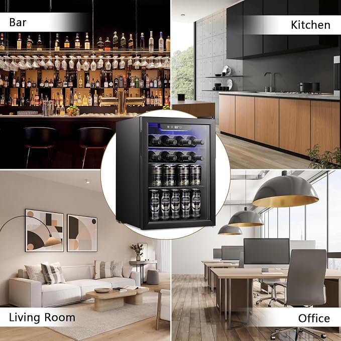 Antarctic Star 2.6cu.ft Wine Cooler/Cabinet Beverage Refrigerator, Small Mini Wine Cellar Fridge, Beer Soda Clear Front Glass Door, Quiet Operation, Adjust Temperature, Freestanding, Black - Image 7