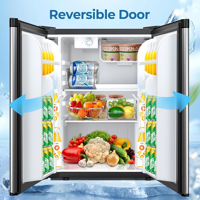 Electactic Compact Refrigerator 2.56 Cu.ft Mini Fridge with Freezer, Single Door Refrigerator with Adjustable Temperature Settings, Low noise, for Bedroom, Office, Dorm - Image 4