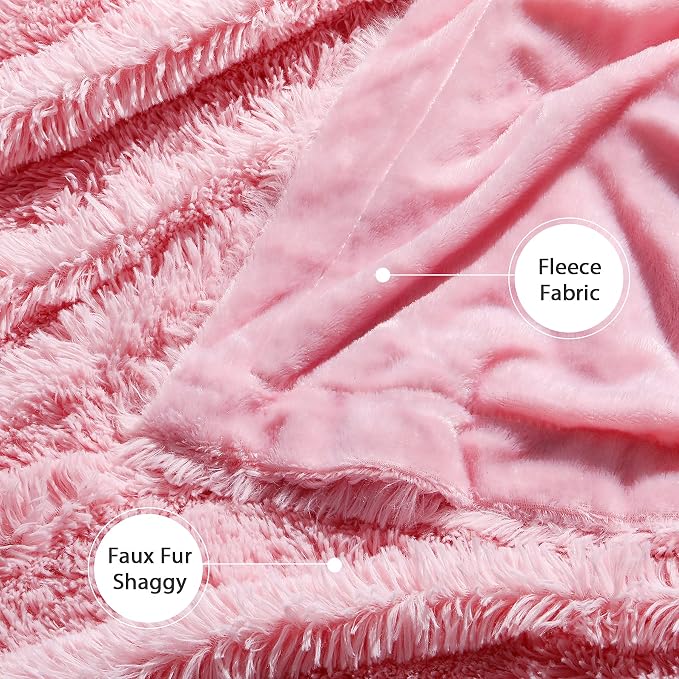 Tuddrom Decorative Extra Soft Faux Fur Blanket Twin Size 70" x 78", Solid - Image 6