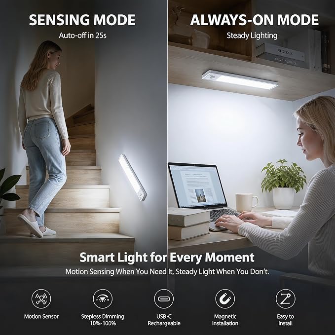 Under Cabinet Motion Sensor Lighting: Dimmable Rechargeable Lights Indoor - Image 6