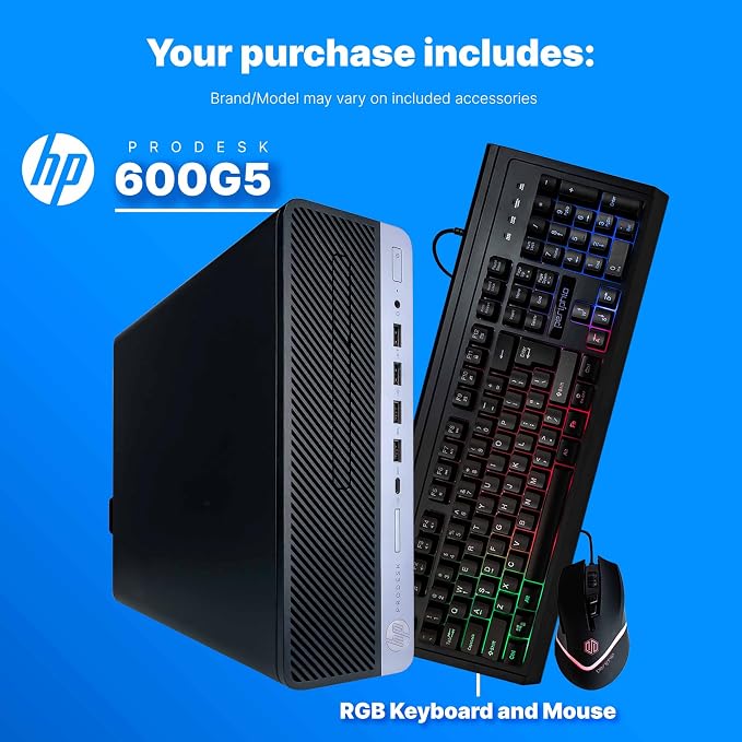 HP ProDesk 600 G5 Desktop Computer | Intel Core i5 9th Gen | 16GB DDR4 RAM | 500GB SSD | Windows 11 Pro | WiFi + Bluetooth | RGB Keyboard & Mouse | Home & Office PC (Renewed) - Image 3
