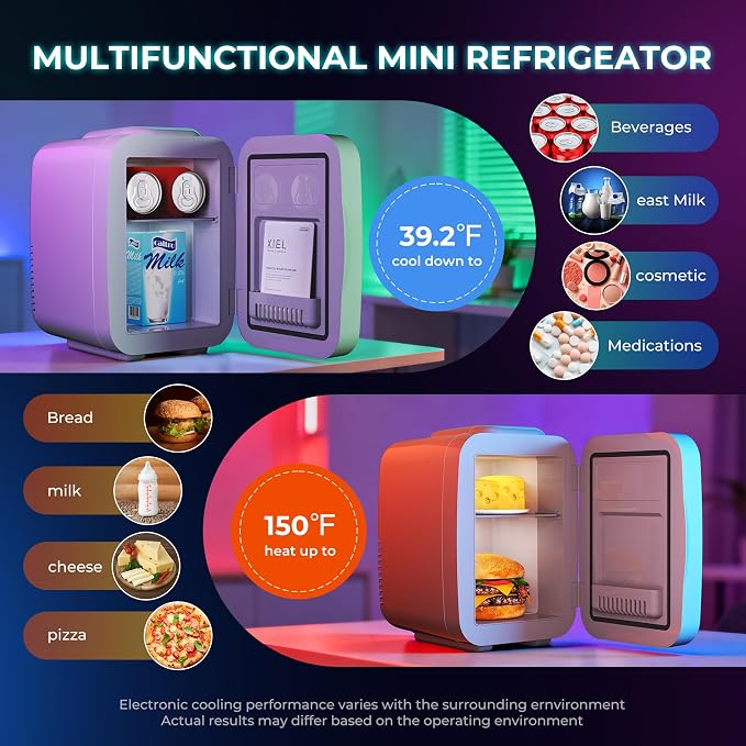 BEICHEN Mini Fridge 4L/6 Can With APP Light Controller for Gaming Room | 4L compact design| APP-controlled customized gaming light | Silent & energy-saving | AC/DC for home & auto |White - Image 4