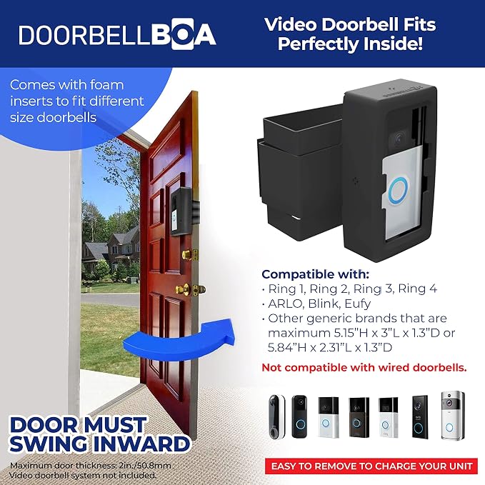 Anti-Theft Video Doorbell Door Mount, No Tools or Installation, Mounts Securely - Image 2