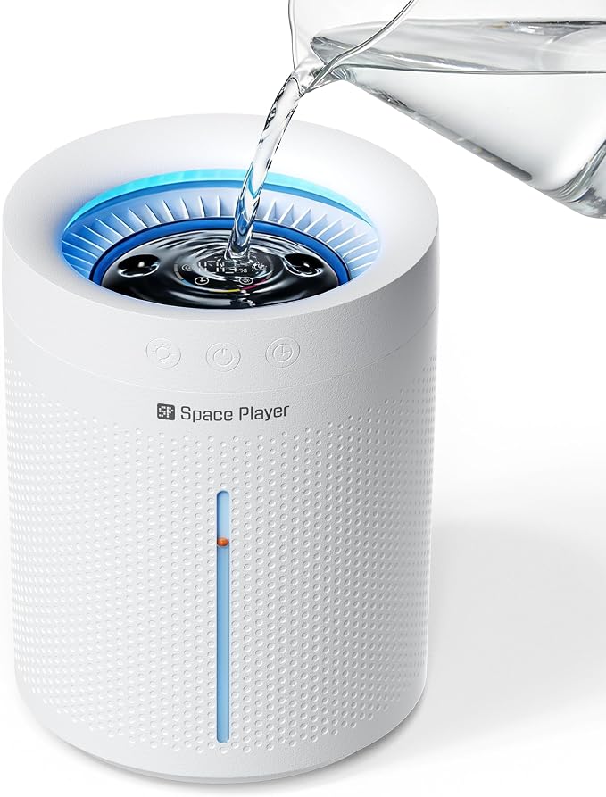 SP SpacePlayer Cordless Humidifier for Bedroom, 3L Top Fill Cool Mist Ultrasonic, 4000mAh Wireless Portable, Quiet 23dB, Auto Shut-Off, Timer, BPA Free, Easy Clean, for Baby Nursery Plants Home Office by Unknown