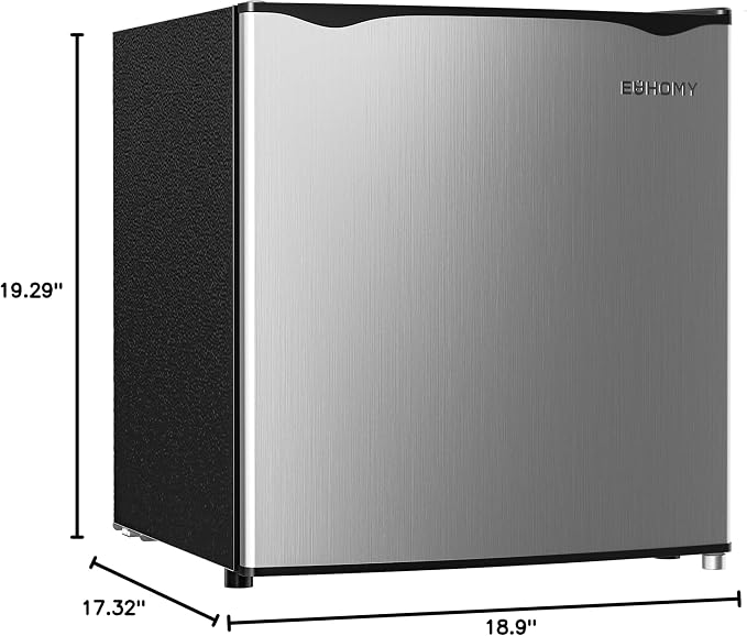 EUHOMY 1.7 Cu.Ft Mini Fridge, Reversible Single Door Compact Refrigerator, Adjustable Thermostat, Energy Saving, Mini Fridge for Bedroom, Office, Dorm, Silver - Image 8