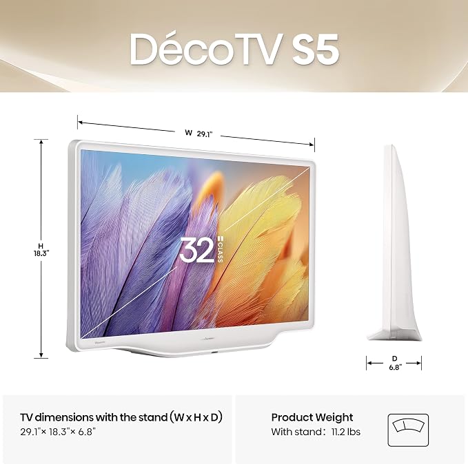 Hisense 32-Inch S5 DécoTV Series Hi-QLED FHD Smart Fire TV (32S5QF) - Versatile Fit, Hi-QLED Color, Art-Inspired Design, Fluid Central Stand, DTS Virtual: X, Stream Live TV Without Cable - Image 3