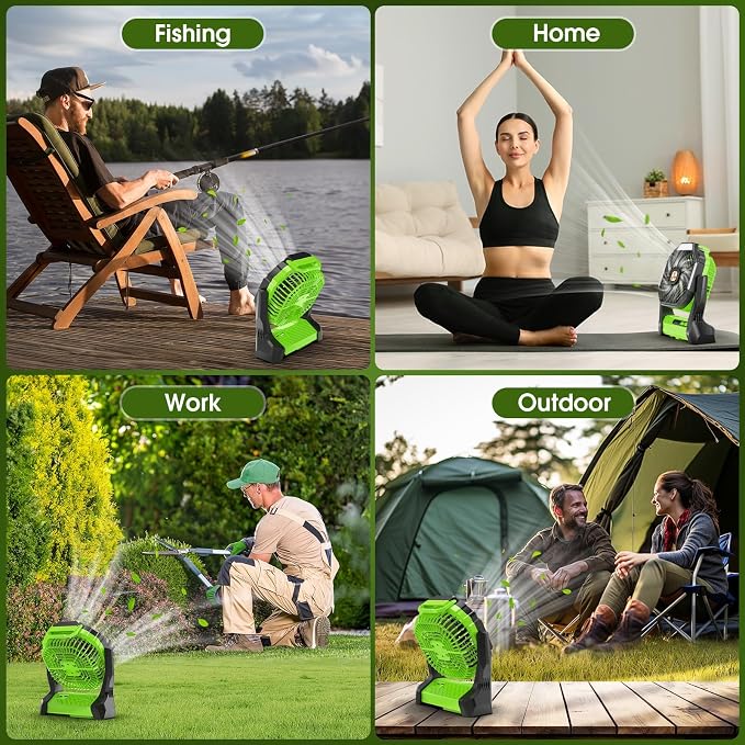 Portable Rechargeable Fan, 20000mAh Cordless Battery Powered Camping Tent Fans with SOS & LED Lantern, Small USB C Operated Outdoor Ventilador for Travel Camp Fishing Bedroom Power Outage Emergency - Image 7