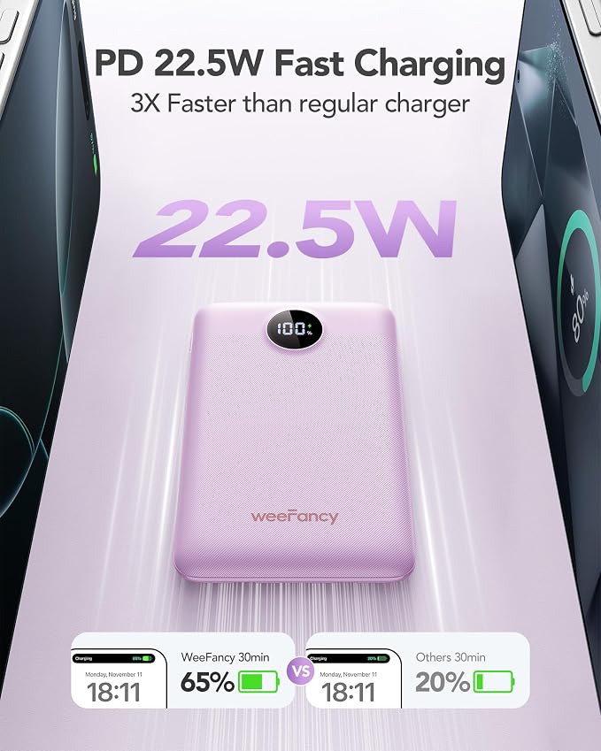 Mini Portable Charger with Built-in Cables 22.5W Fast Charging Power Bank USB-C Small Battery Pack 10000mAh Travel Essential Slim Battery for iPhone 17/16/15/14, Samsung 25/24, and More - Image 3