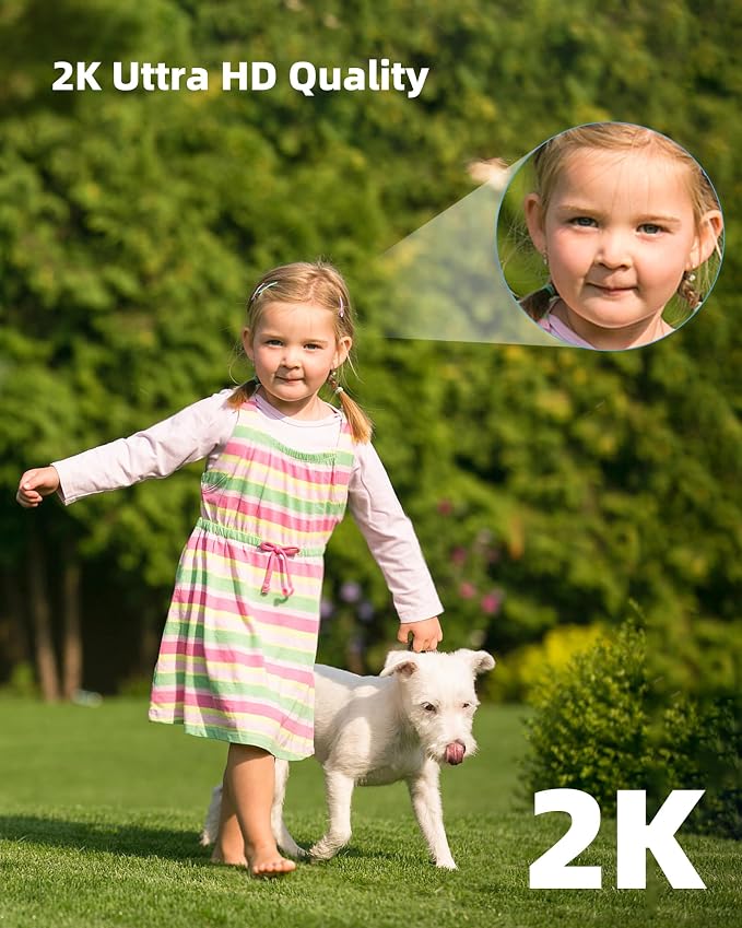 CKK 2K Security Camera Outdoor Corded Power, 360° Pan-Tilt, Color Night Vision - Image 3