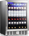 Antarctic Star 166 Can Beverage Refrigerator Cooler, 5.1 Cu.Ft Mini Fridge with Safety Lock, Beverage Cooler with Glass Door/LED Light/Adjustable Removable Shelves for Home/Office/Bar(Stainless Steel) by AntarcticStar