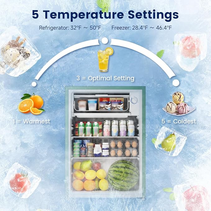 2.6 Cu Ft Small Fridge with Freezer for Office Green | Mini Refrigerator for Dorm Bedroom, Compact Fridge, Energy-efficient, Low Noise - Image 4