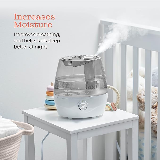 Cool Mist Humidifier - 2.2L Water Tank, for Bedroom, Baby, Quiet Ultrasonic Air Vaporizer, Adjustable Mist Level, 360 Nozzle Rotation, Auto-Shut Off, Large Area Humidifiers Easy Fill and Clean (Grey) - Image 3