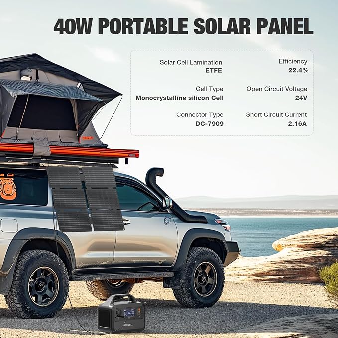 GRECELL Solar Generator with 40W Solar Panel Included,230Wh Portable Power Station 1.5hrs Fast Charging, (600W Surge) AC Outlets, LiFePO4 Battery Backup for Outdoor Camping, Trip, Power Outage - Image 3