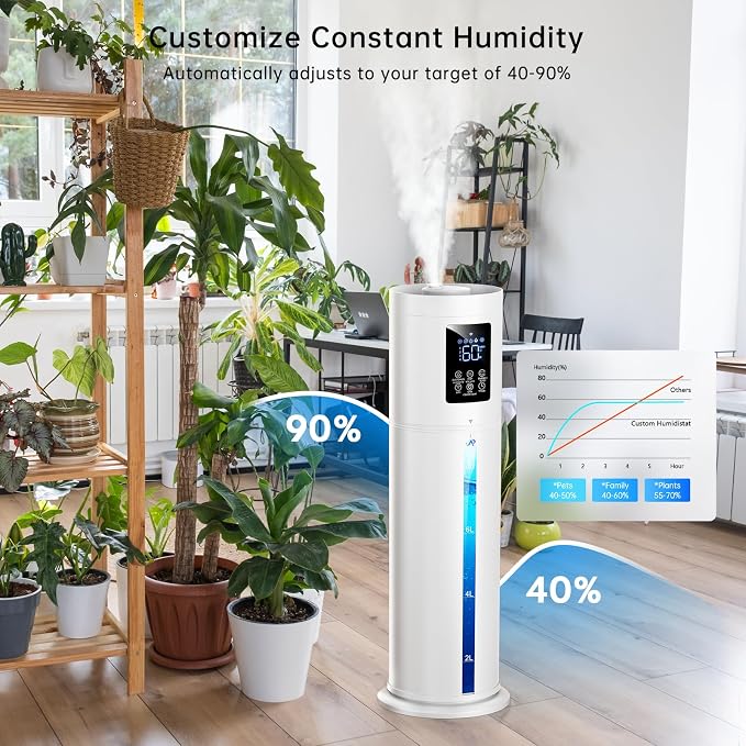 2.1Gal/8L Smart Humidifier Large Room, Top Fill Humidifiers for Bedroom with Diffuser, 7 Color Lights,16H Timer, Auto Mode, APP Remote Control, 4 Levels Cool Mist Air Humidifier for Plants Home Office - Image 6