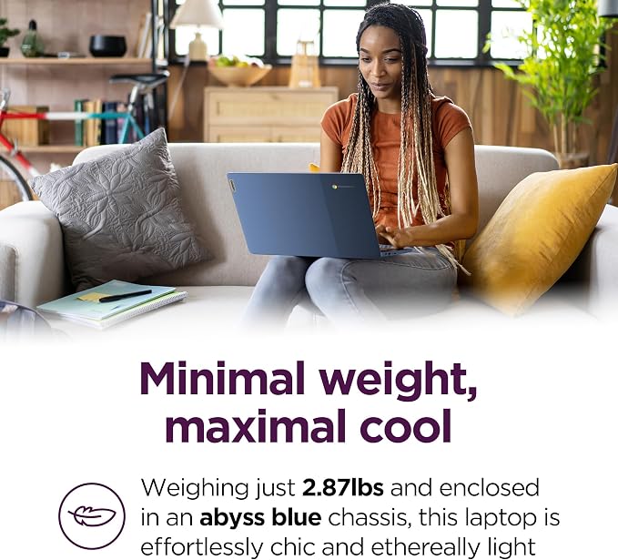 Lenovo IdeaPad Slim 3 Chromebook Laptop - 2024 - Lightweight Laptop - Waves MaxxAudio® Speakers - 14" HD Display -720p Camera - 4GB Memory - 64GB Storage - MediaTek Kompanio 520 - Abyss Blue - Image 6
