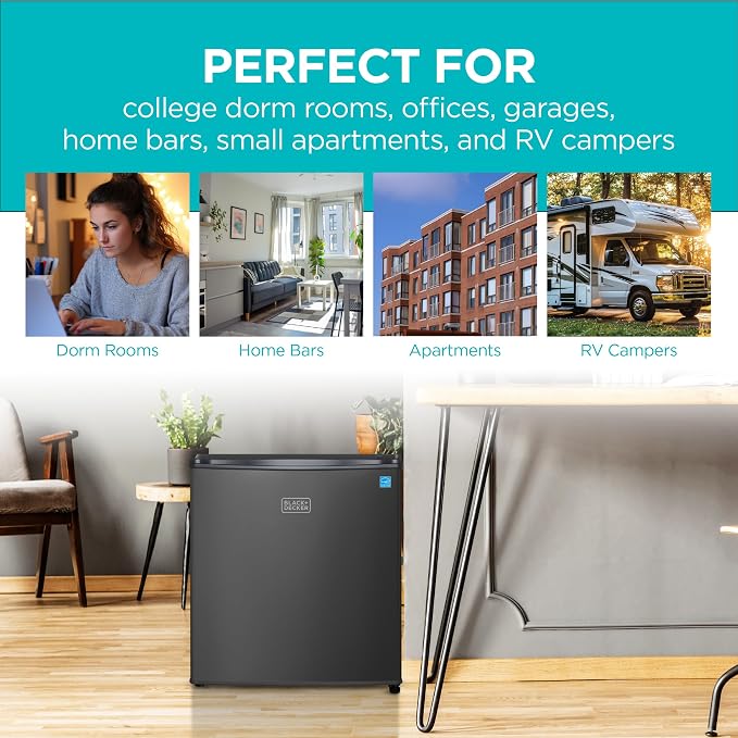 BLACK+DECKER 1.7 Cu. Ft. Compact Refrigerator, Energy Star, BCRK17B, Black | Energy Star Certified, Single Door Mini Fridge with Chiller Compartment, Personal Fridge for Home or Dorm, R600a Refrigerant - Image 7