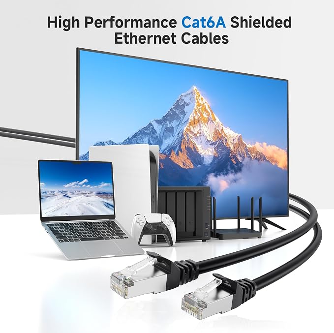 Cable Matters 10Gbps 5-Pack Snagless Short Shielded Cat 6A Ethernet Cable - 1ft - Image 2