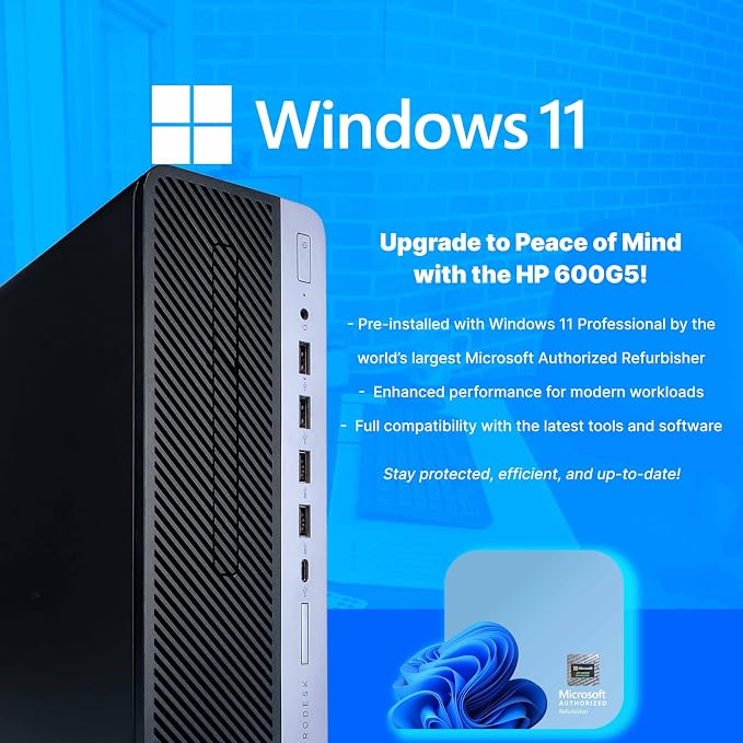 HP ProDesk 600 G5 Desktop Computer | Intel Core i5 9th Gen | 16GB DDR4 RAM | 500GB SSD | Windows 11 Pro | WiFi + Bluetooth | RGB Keyboard & Mouse | Home & Office PC (Renewed) - Image 6