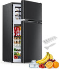 Electactic 2.5 Cu.Ft Mini Fridge with Freezer, Double-Door Compact Refrigerator, Adjustable Glass Shelves, Mechanical Thermostat & Leveling Feet, Space-Saving for Apartment/Dorm/Office, Black by Electactic