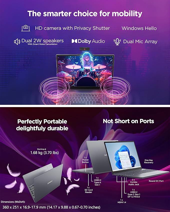Lenovo Business Laptop, 2026 Edition, Intel 13th Gen i5-13420H, Copilot AI | 8GB DDR5 512GB SSD, 16" FHD, Microsoft 365, WiFi 6, Windows 11 - Image 3