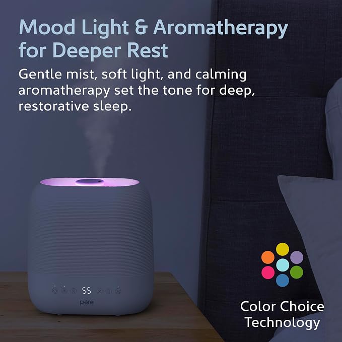 Pure Enrichment HUME Sense Warm & Cool Mist Top-Fill Humidifier, 2-Gal Tank, Up to 4.5 Days, Auto Humidity Sensor, 3 Mist Levels, Night Light, Aromatherapy, Sleep Mode & Auto Shut-Off - Image 6