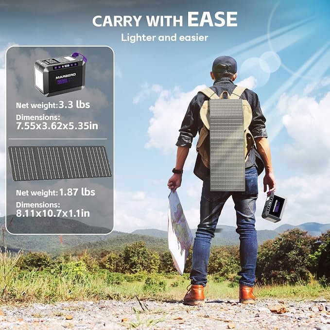 MARBERO 172Wh Solar Generator with 40W Solar Panel, Portable Solar Power Station 200W, Camping, Outdoor, Hiking, Fishing, Emergency, CPAP - Image 4