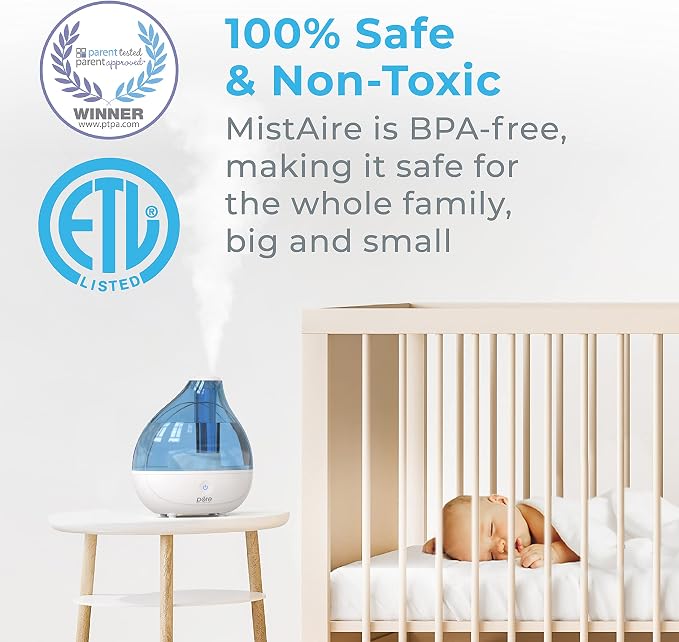 Pure Enrichment MistAire Ultrasonic Cool Mist Humidifier - Quiet Air Humidifier for Bedroom, Nursery, Office, & Indoor Plants - Lasts Up To 25 Hours - Image 4