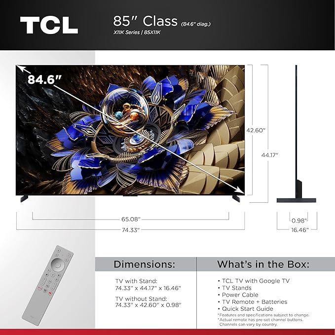 TCL 85-Inch Class X11K Series QD-Mini LED 4K UHD Google Smart TV Ultra Premium Mini-LED TV - QLED, 144hz, Anti-Reflective Screen, Bang & Olufsen Audio, Dolby Atmos (85X11K, 2025 Model) - Image 2