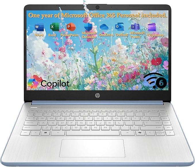 HP 2026 Laptop, 1 Year Office 365&AI-Copilot, 128GB UFS with 500GB Ext HDD | Win 11 Home S, Intel Processor CPU, Wi-Fi 6, HD Camera, Long Battery Life & Ultra Light, For Students & Business, Frost Blue by Unknown