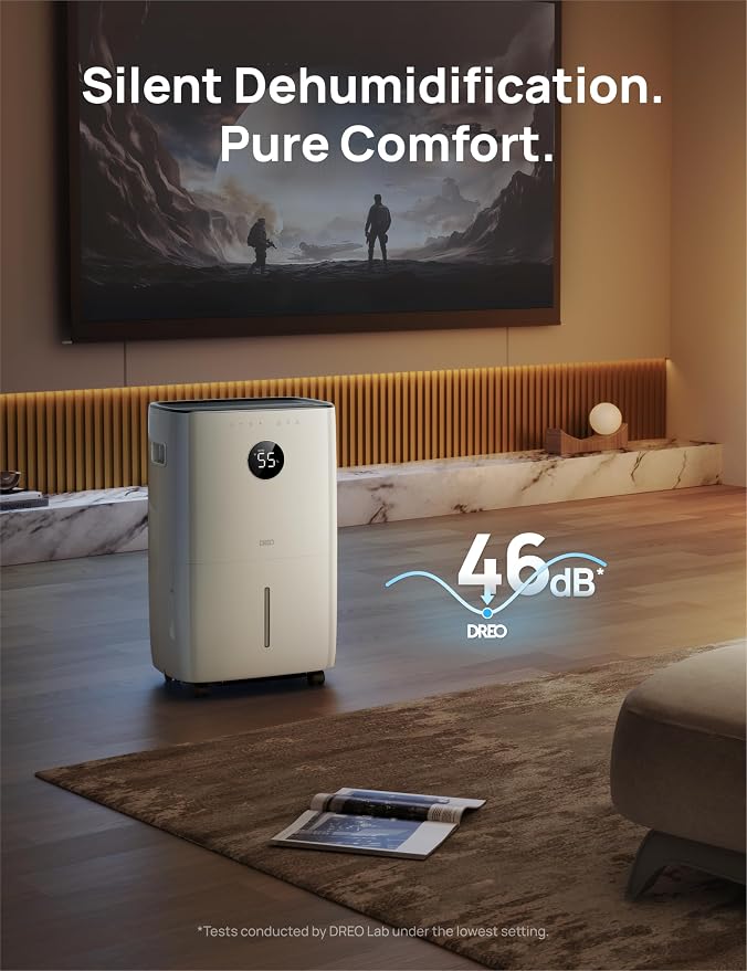 DREO 110-Pint Smart Dehumidifier for Basement, 4500 Ft² for Large Room, 2 Gallon Water Tank, Auto/Comfort/Constant Mode Dehumidifiers for Home, Bedroom, Bathroom, with Drain Hose, Black, 711S - Image 8