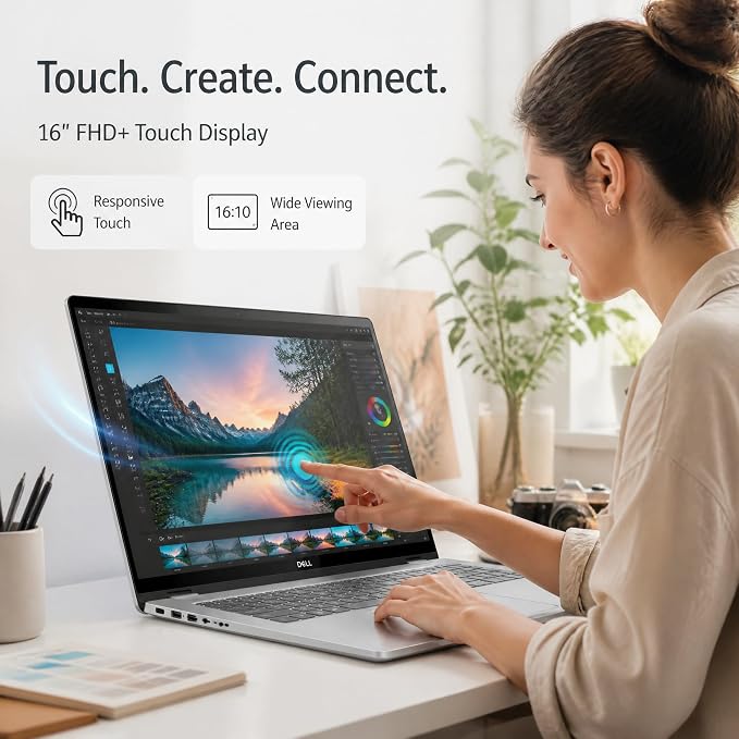 Dell 16 DC16251 Touchscreen Laptop, Intel 10-Core Core 7 150U (Up to 5.4 GHz), 16" FHD+ IPS 300 Nits Display, 32 GB DDR5 RAM, 2 TB SSD, Copilot AI, Fingerprint, Backlit KB, Wi-Fi 6E, Windows 11 Pro - Image 4