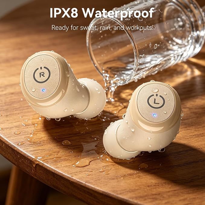 TOZO T10 Wireless Earbuds Powerful Bass Stereo Wireless Charging, APP, IPX8 | Waterproof, 55H Playtime, Ergonomic Design In Ear buds, App Customize EQ, Bluetooth 5.3 Headphones for Work, Travel, Khaki - Image 5