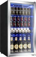 130 Can Beverage Refrigerator, 3.2 Cu.Ft Mini Fridge Beverage Cooler | Glass Door, 35–65°F Digital Temperature Display, Adjustable Shelves, Beverage Fridge for Soda, Beer & Wine by Manastin