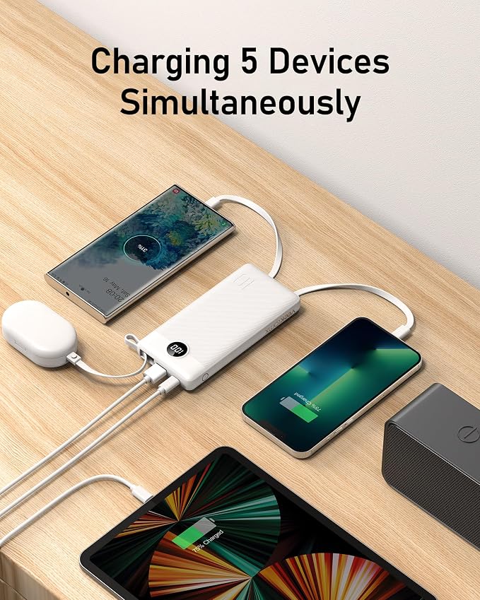 VEEKTOMX Portable Charger Built-in Cables, 10000mAh Power Bank for iPhone, Fast Charge USB C Battery Pack Travel Essentials Powerbank Compatible with iPhone 17/16/15/14, Samsung S25/24, Android, etc - Image 4