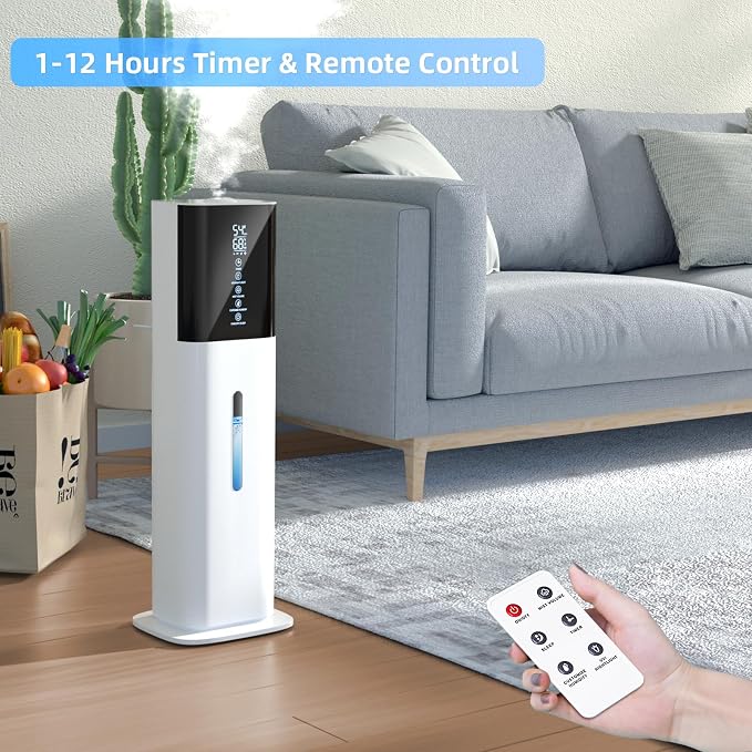 2.11Gal Ultrasonic Cool Mist Humidifier with Timer and Humidistat for Large Rooms - Home, Bedroom, Baby, Adults, Plants - Image 8