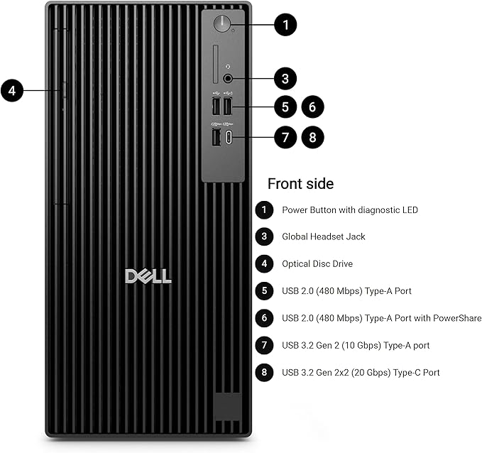 Dell Pro Tower Plus Core Ultra 7 265 32GB DDR5 2TB SSD Desktop Computer PC | AI-Ready, Intel 20-Core 13 TOPS NPU, DVD-RW, 3 DisplayPorts, 2 USB-C, Windows 11 Pro, Business Home Office - Image 4