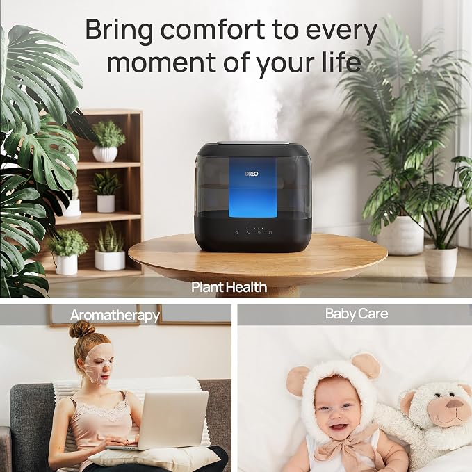 Dreo Humidifiers for Bedroom, 4L Top Fill for Large Room, 36H Runtime, 28 dB Quiet Supersized Cool Mist Air Humidifier for Baby Nursery, Plants, Indoor, Night Light, Easy to Clean & Fill, Black - Image 8
