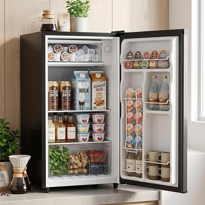 3.2 Cu.Ft Mini Fridge with Freezer, 1 Door Small Refrigerator with Adjustable Thermostat Energy-efficient Low Noise, Compact Fridge for Bedroom, Office, Dorm, Black - Image 8