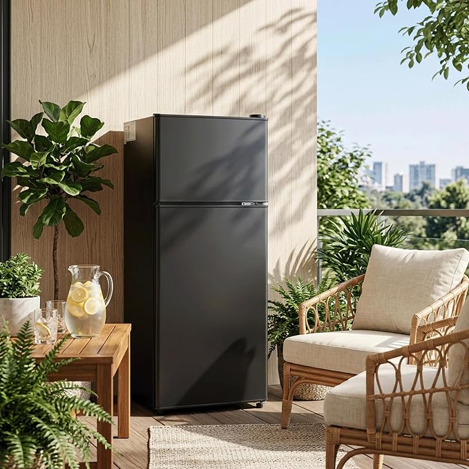 3.2 Cu.Ft Mini Fridge with Freezer, 2 Door Small Refrigerator with Adjustable Thermostat Energy-efficient Low Noise, Compact Fridge for Bedroom, Office, Dorm, Black - Image 8