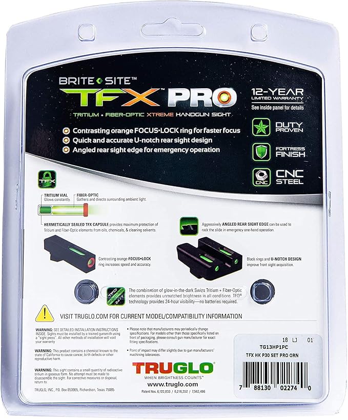 Truglo TFX PRO Handgun Sight, Glowing Shock Proof Tritium and Fiber Optic Night - Image 5
