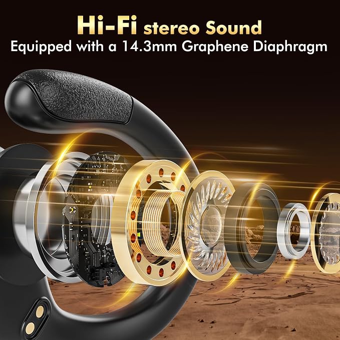 HAOYUYAN Wireless Earbuds, Sports Bluetooth Headphones, 80Hrs Playtime Ear Buds with LED Power Display, Noise Canceling Headset, IPX7 Waterproof Earphones for Workout/Running (Black) - Image 3