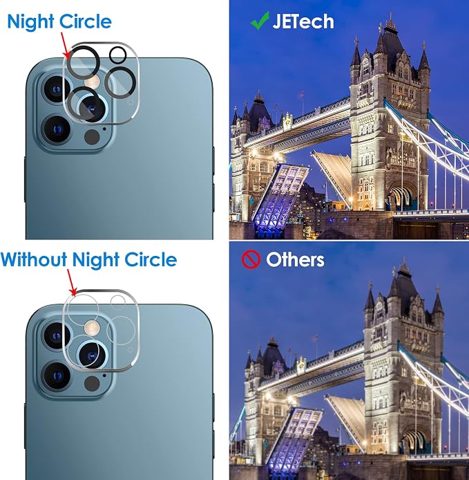 JETech Camera Lens Protector for iPhone 12 Pro Max 6.7-Inch, 9H Tempered Glass - Image 6