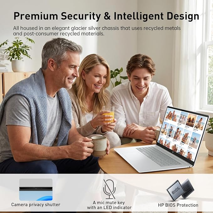HP OmniBook 17.3” Touchscreen Next Gen AI Laptop, Latest AMD Ryzen 5 CPU | 16GB DDR5 RAM, 512GB SSD, Copilot Key, AMD Radeon 660M Graphics, Backlit Keyboard, Win11 Home, Silver, w/ Wireless Mouse - Image 8
