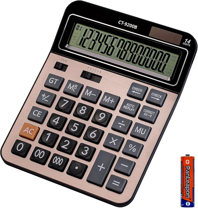 Large Computer Electronic Calculator Counter Solar & Battery Power 14 Digit by HIHUHEN