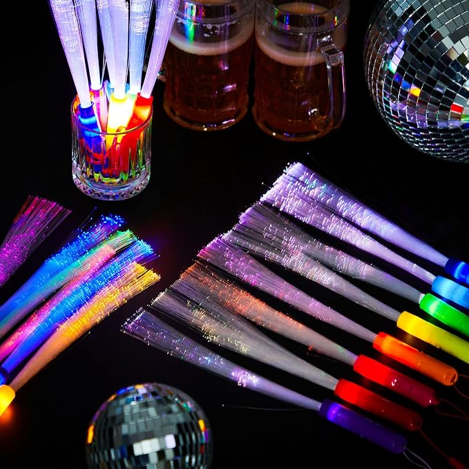 Kasyat 10 Pieces Glow Fiber Wands Sticks Light up Fiber Optic Wands LED - Image 3