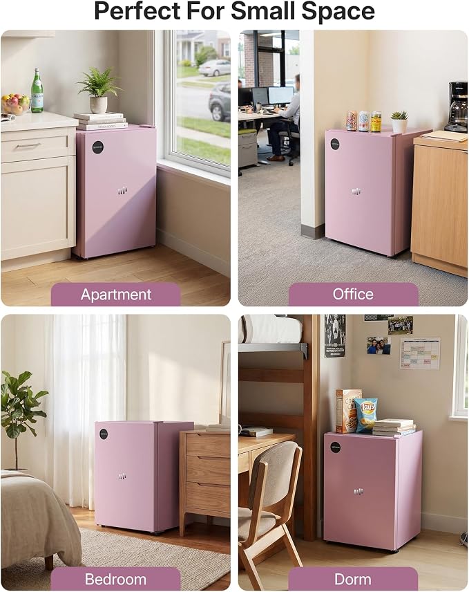 Upstreman 2.5 Cu.Ft All-Refrigerator Mini Fridge, Single Door Small Refrigerator, Dorm Fridge with 7 Adjustable Thermostat, Compact Refrigerator for Office, Bedroom or Dorm, Pink-CR26 - Image 7