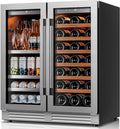 Ca'Lefort 30 Inch Wine & Beverage Refrigerator, 80 Can & 33 Bottle | 36-72°F Touch Control, Dual-Pane Glass Door, Adjustable Shelves, 3 Color LED, Built-In or Under Counter for Home Bar Kitchen by CaLefort