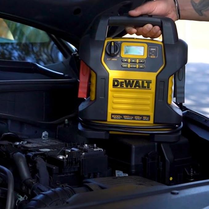 DEWALT DXAEJ14 Digital Portable Power Station Jump Starter - 1600 Peak Amps with 120 PSI Compressor for Tires, Sports Equipment & Bikes, 15W USB-A and 25W USB-C Power - Image 4