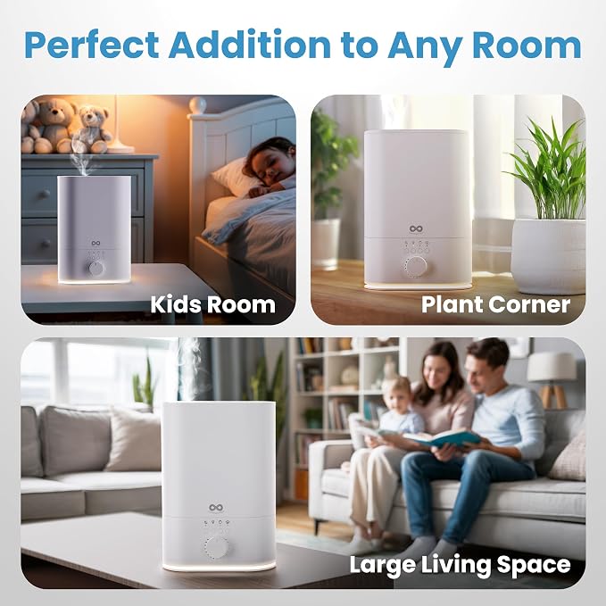 Everlasting Comfort 6L Humidifier Large Room, High Mist Output 60 HR Runtime Ultrasonic Top Fill Humidifiers for Bedroom, Easy to Use & Clean for Home, Baby Humidifier, Plants, Congestion, Indoor - Image 7